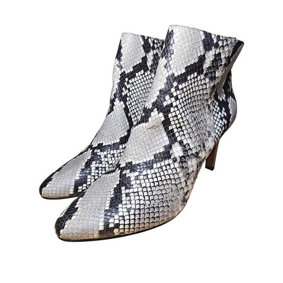 Banana Republic Leather Women’s Ankle Boots US Size 8 M Snake Print 3.5” Heel - Picture 1 of 8